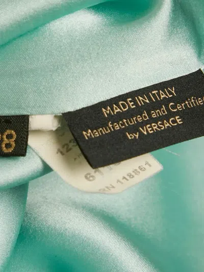 Pre-owned Versace Satin V-neckline Dress In Blue