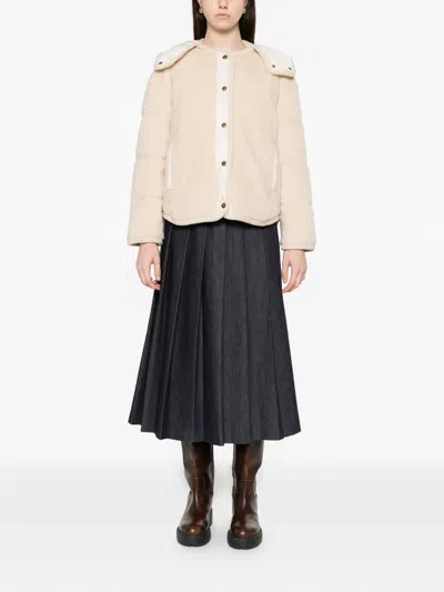 Moncler Ciboulette Hooded Shell-trimmed Plush Down Jacket In Neutral