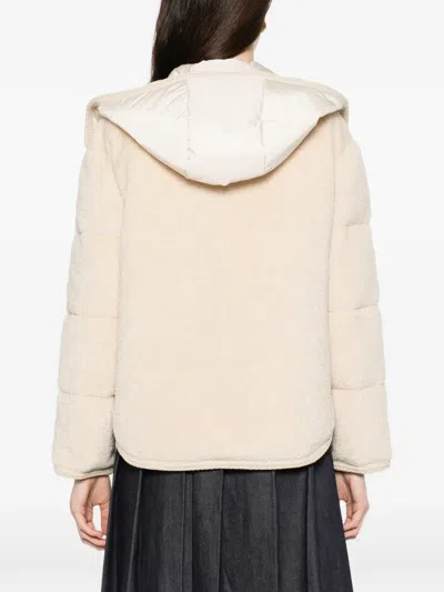 Moncler Ciboulette Hooded Shell-trimmed Plush Down Jacket In Neutral