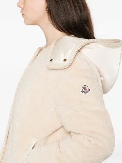 Moncler Ciboulette Hooded Shell-trimmed Plush Down Jacket In Neutral