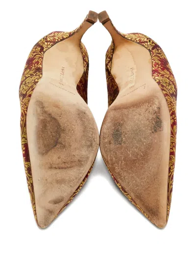 Pre-owned Manolo Blahnik Bb Brocade Pointed-toe Pumps In Red