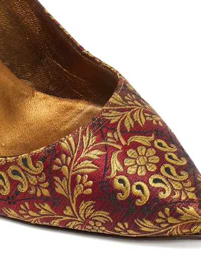 Pre-owned Manolo Blahnik Bb Brocade Pointed-toe Pumps In Red