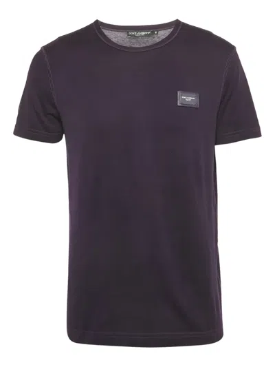 Pre-owned Dolce & Gabbana Logo-plaque T-shirt In Purple