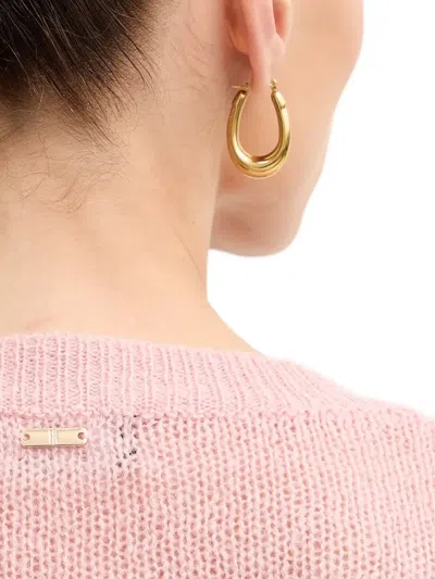 Fracomina Feather-embellished V-neck Sweater In Pink