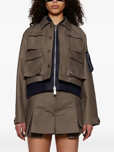 Sacai Multi-pocket Jacket In Gray