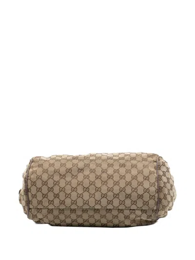 Pre-owned Gucci 2016-2025 Gg Canvas Sukey Satchel In Brown