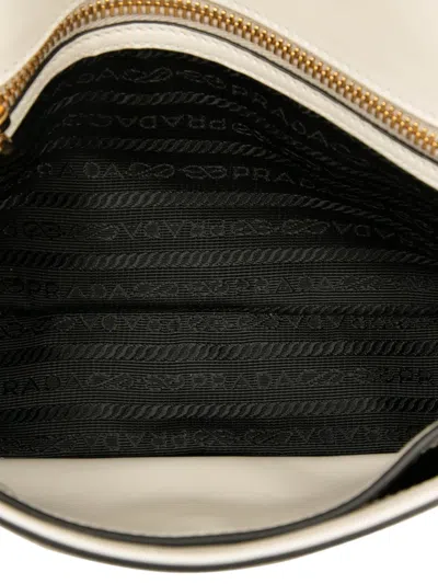 Pre-owned Prada 2010-2025 Saffiano Pattina Chain Crossbody Bag In White