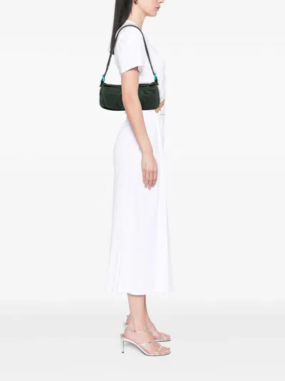 Pre-owned Fendi 2000-2010 Wool Mamma Baguette Shoulder Bag In Green