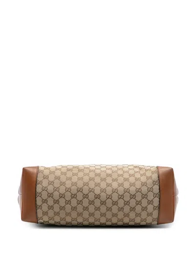 Pre-owned Gucci 2016-2025 Gg Canvas Web Tote Bag In Brown