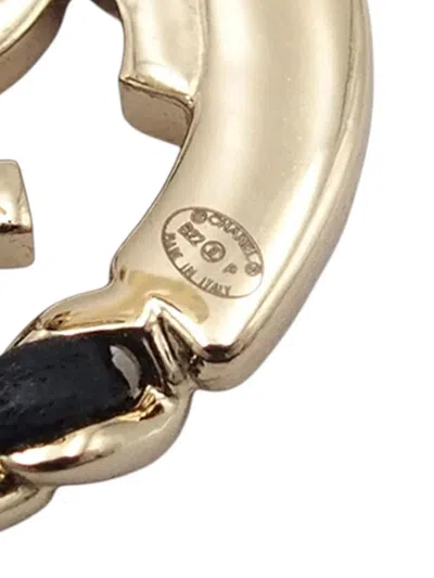 Pre-owned Chanel 2022 Gold Plated Leather Woven Cc Round Clip On Earrings Costume Earrings