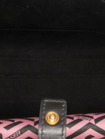 Pre-owned Versace 2000-2025 Multicolor Coated Canvas La Greca Tote Satchel