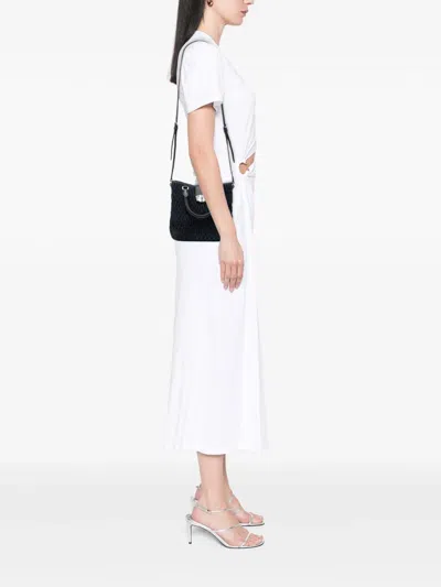 Pre-owned Miu Miu 2010-2025 Matelasse Denim Crystal Satchel In Blue