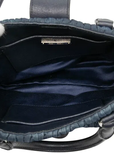 Pre-owned Miu Miu 2010-2025 Matelasse Denim Crystal Satchel In Blue