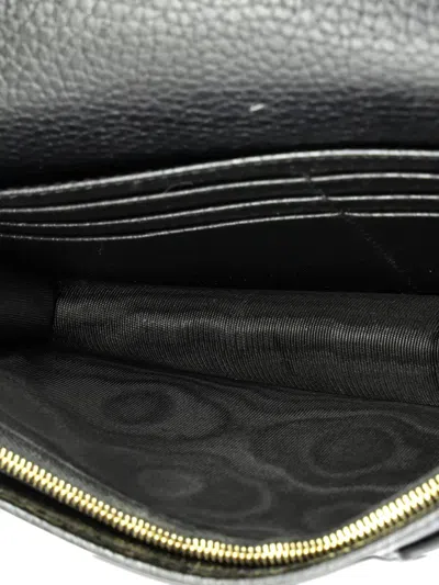 Pre-owned Gucci Petite Gg Marmont Chain Wallet Leather Mini Crossbody Bag In Black