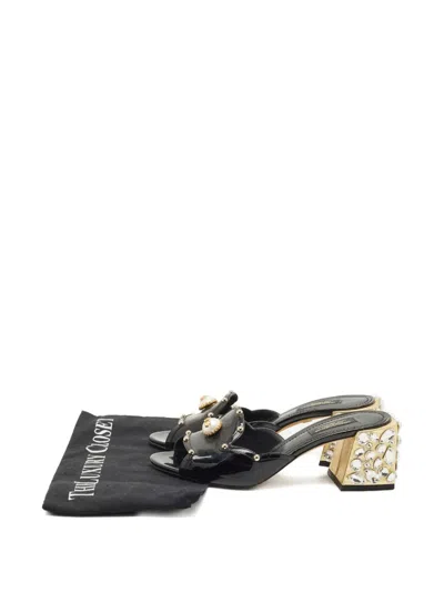 Pre-owned Dolce & Gabbana Pearl-embellished Slide Mule In Black