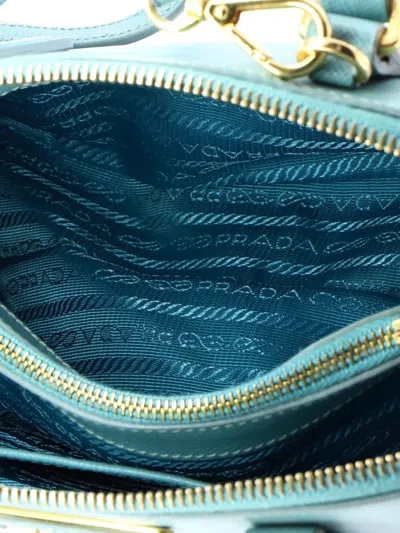 Pre-owned Prada Promenade Bag Saffiano Leather Small Satchel In Green