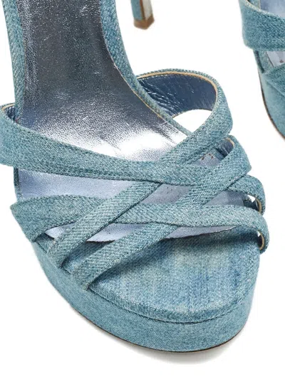 Pre-owned René Caovilla Open-toe Platform Sandals In Blue