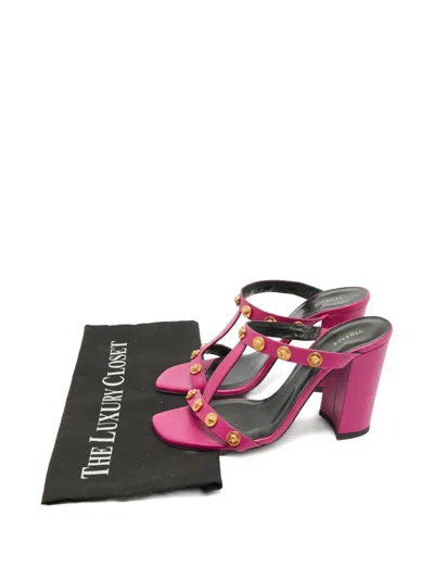 Pre-owned Versace Medusa Leather Sandals In Pink