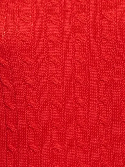 Pre-owned Gucci Cable-knit Lamé-trim Sweater In Red