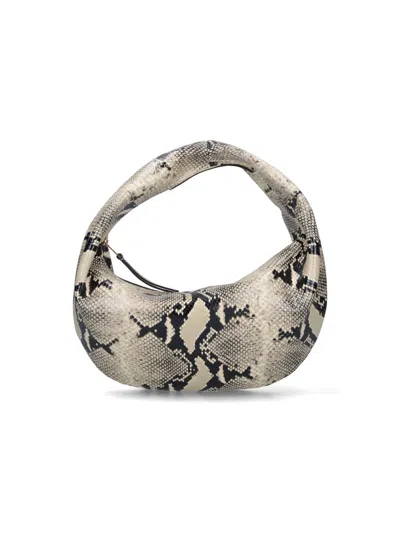 Khaite Olivia Medium Snake-effect Leather Top Handle Bag In Sand