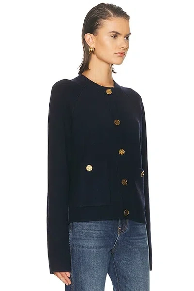 Totême Womens Navy Hammered Round-neck Stretch-wool Blend Cardigan Xs In Black