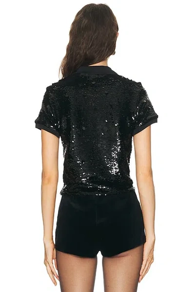 Polo Ralph Lauren Sequin Polo Top In Black