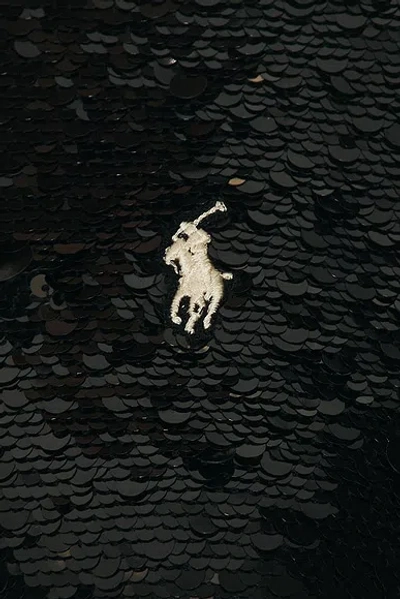 Polo Ralph Lauren Sequin Polo Top In Black