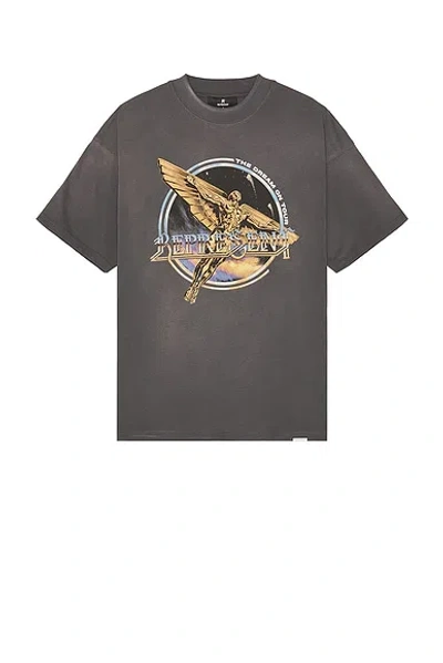 Represent Black Crew Neck T-shirt With Graphic Print On Front And Back And Faded Effect In Cotton Man In Gray