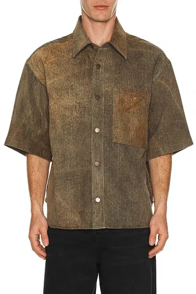 Agolde Boxy Cropped Shirt With Classic Collar In Neutral