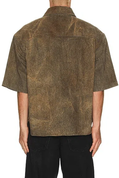 Agolde Boxy Cropped Shirt With Classic Collar In Neutral