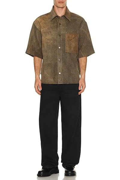 Agolde Boxy Cropped Shirt With Classic Collar In Neutral