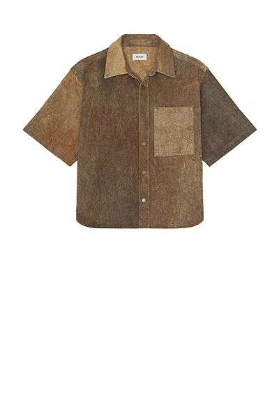 Agolde Boxy Cropped Shirt With Classic Collar In Neutral
