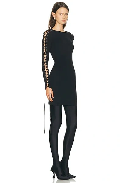 Balenciaga Lace Up Long Sleeve Dress In Black