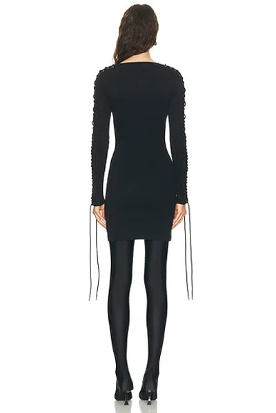 Balenciaga Lace Up Long Sleeve Dress In Black