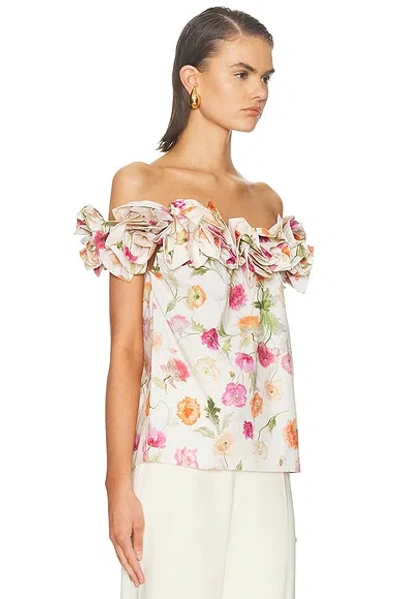 Carolina Herrera Off The Shoulder Flower Top In Multi
