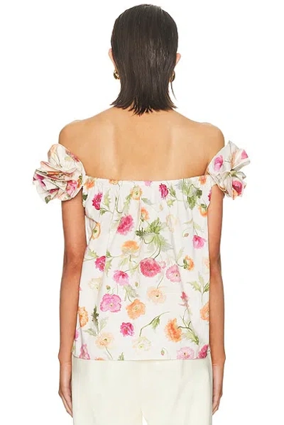 Carolina Herrera Off The Shoulder Flower Top In Multi