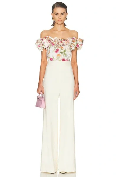 Carolina Herrera Off The Shoulder Flower Top In Multi