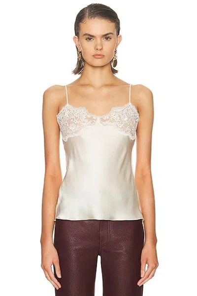 Chloé Women Ivory Washed Silk Satin And Lace Camisole Top