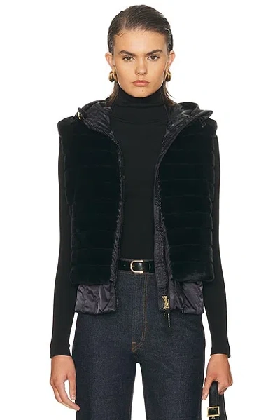 Bogner Yumi Hooded Quilted Plush And Recycled-satin Down Ski Vest In Black