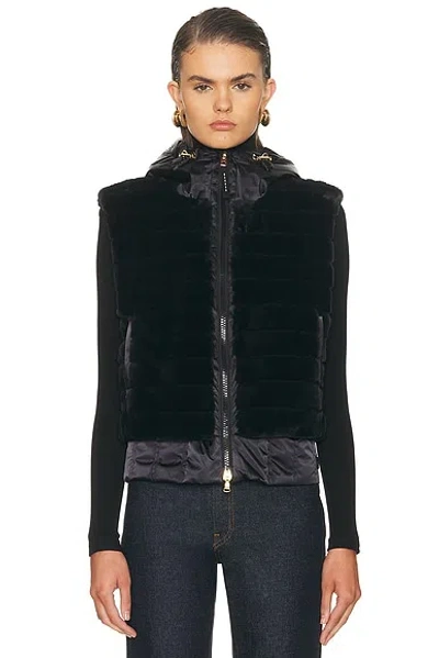 Bogner Yumi Hooded Quilted Plush And Recycled-satin Down Ski Vest In Black