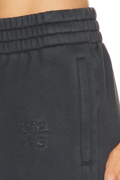 Alexander Wang Crystal Hotfix Logo Sweatpants In Brushed Terry Clothing In Black