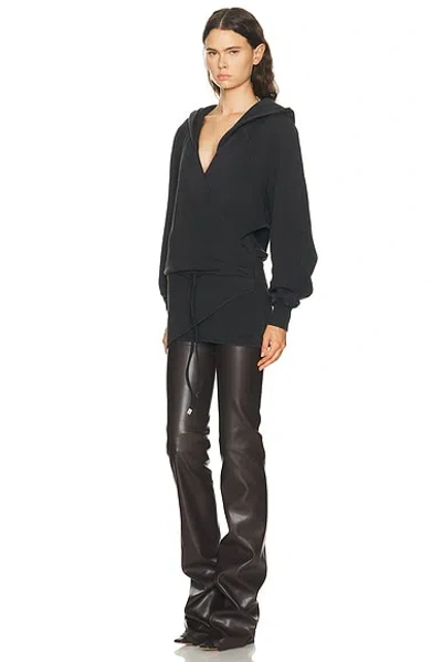 Attico Hooded Wrap Dress Long Sleeves Drawstring In Black