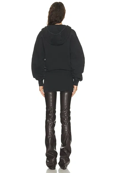 Attico Hooded Wrap Dress Long Sleeves Drawstring In Black