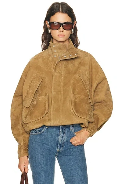 Attico Suede Bomber Jacket In Brown