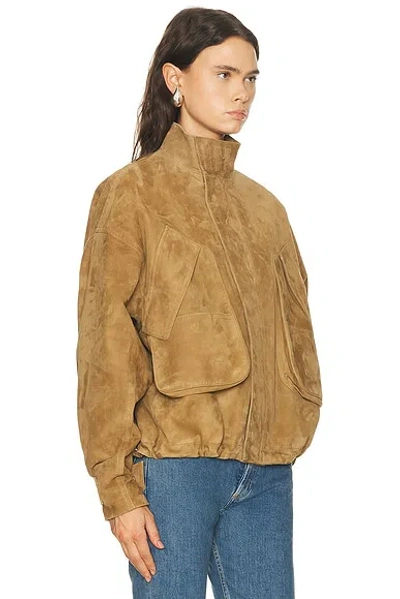 Attico Suede Bomber Jacket In Brown