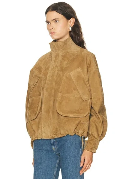Attico Suede Bomber Jacket In Brown