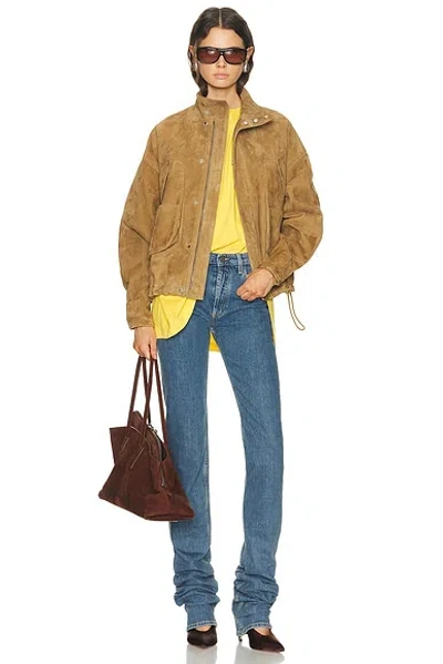 Attico Suede Bomber Jacket In Brown