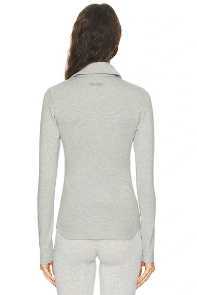 Attico Long Sleeve Lapel Top In Gray