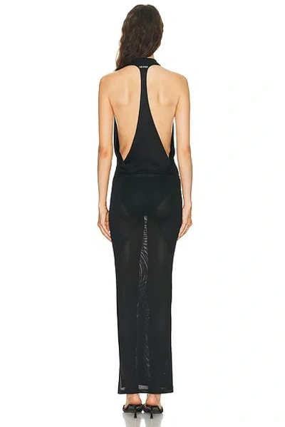 Attico Deep V Midi Dress In Black