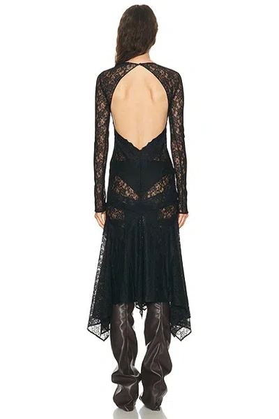 Attico Long Sleeve Lace Midi Dress In Black